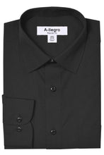 "Tempo" Black Laydown Stretch Dress Shirt