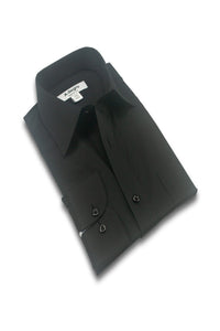 "Tempo" Black Laydown Stretch Dress Shirt