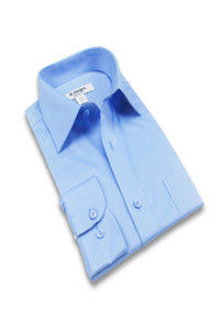 "Tempo" Blue Laydown Stretch Dress Shirt