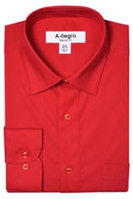 "Tempo" Red Laydown Stretch Dress Shirt