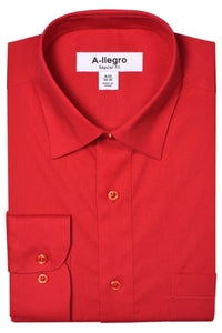 "Tempo" Red Laydown Stretch Dress Shirt