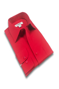 "Tempo" Red Laydown Stretch Dress Shirt