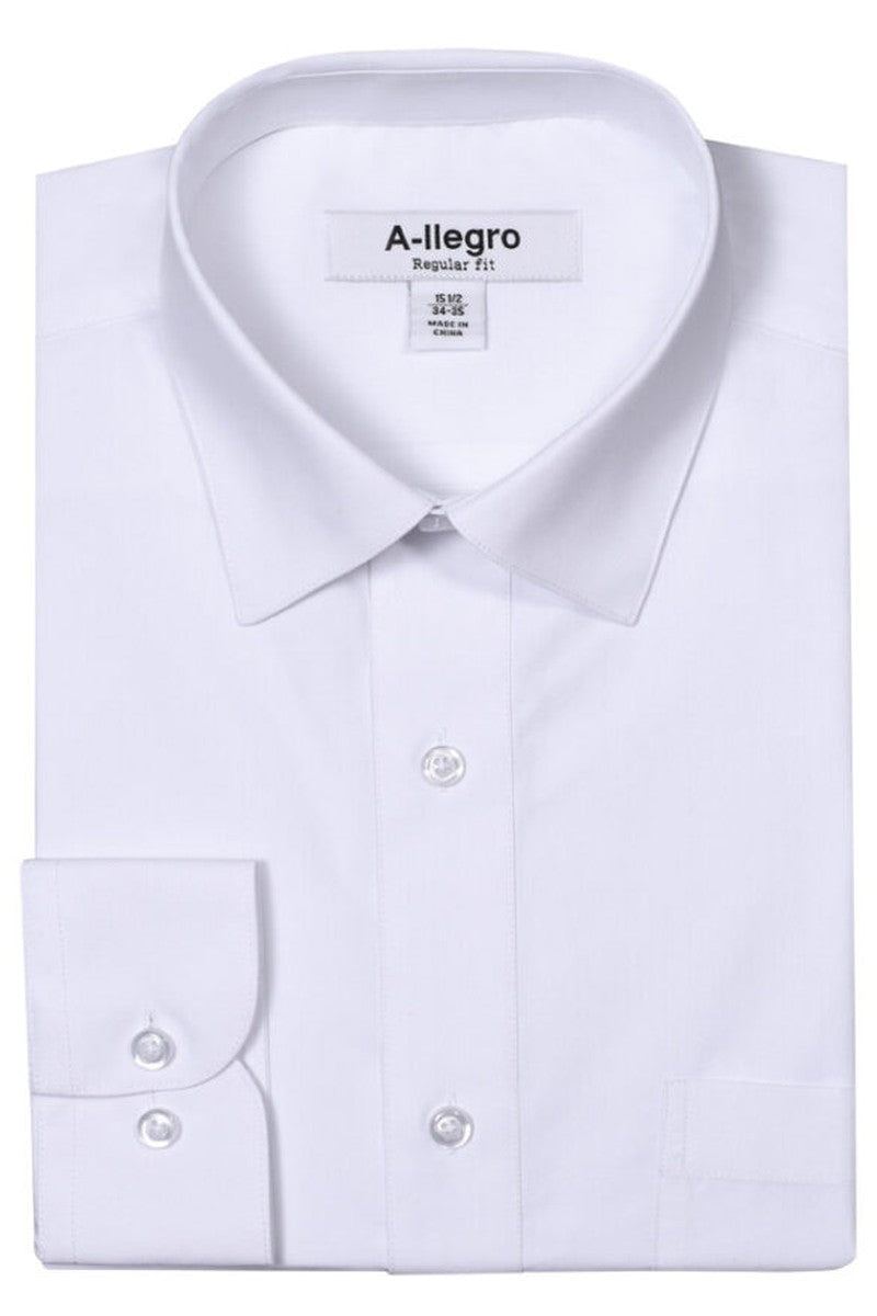 "Tempo" White Laydown Stretch Dress Shirt