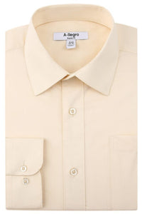 "Tempo" Beige Laydown Stretch Dress Shirt