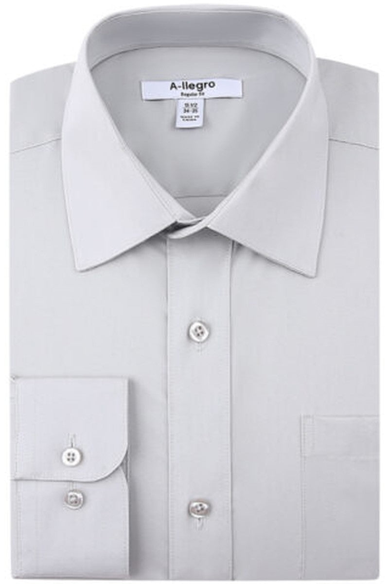 "Tempo" Grey Laydown Stretch Dress Shirt