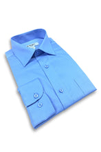 "Tempo" Blue Laydown Stretch Dress Shirt