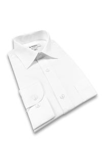 "Tempo" White Laydown Stretch Dress Shirt