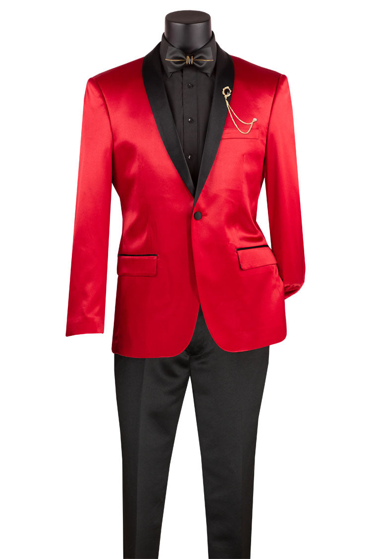 "Stretch Sateen" Red Tuxedo Jacket (Separates)