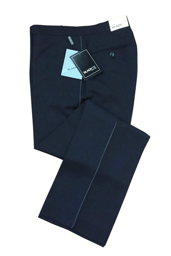 BLACKTIE "WASHINGTON" Black Luxury Wool Blend Tuxedo Pants