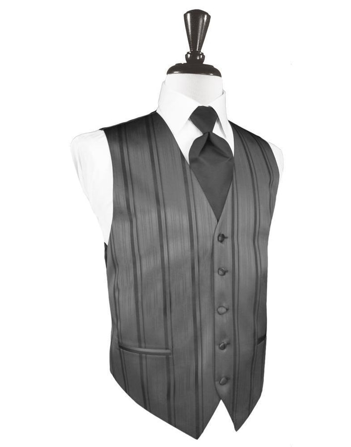 Charcoal Striped Satin Tuxedo Vest