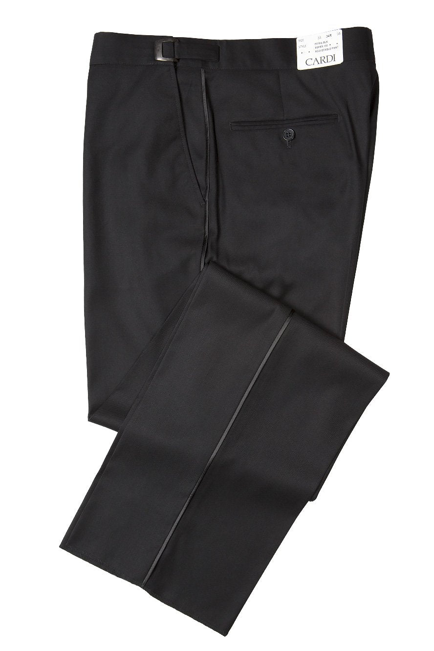 Henry Segal Men's Customizable Black Flat Front Adjustable Waist Tuxedo  Pants