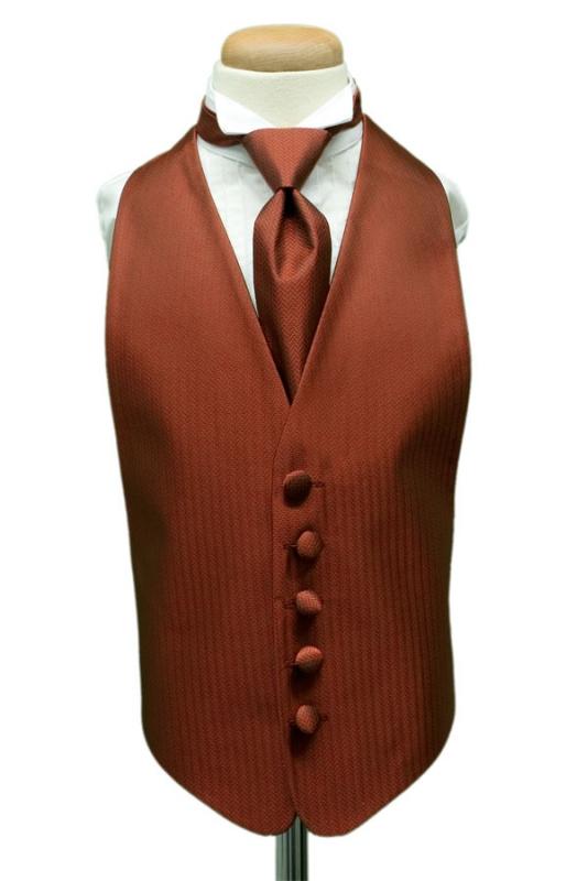 Cardi Cinnamon Herringbone Kids Tuxedo Vest