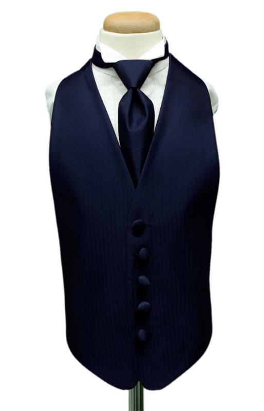 Cardi Navy Herringbone Kids Tuxedo Vest