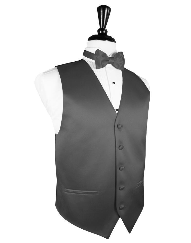 Pewter Luxury Satin Tuxedo Vest –