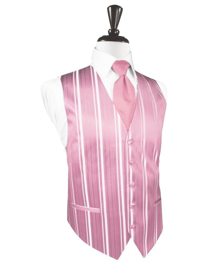 Rose Petal Striped Satin Tuxedo Vest