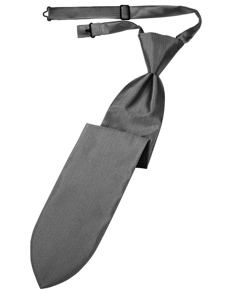 Cardi Silver Herringbone Kids Necktie