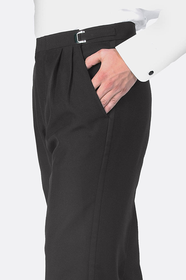 Classic Collection "Jonathan" Black Wool Pleated Tuxedo Pants