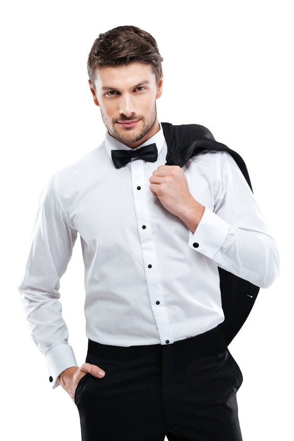 Classic Collection "Julian" White Laydown Tuxedo Shirt