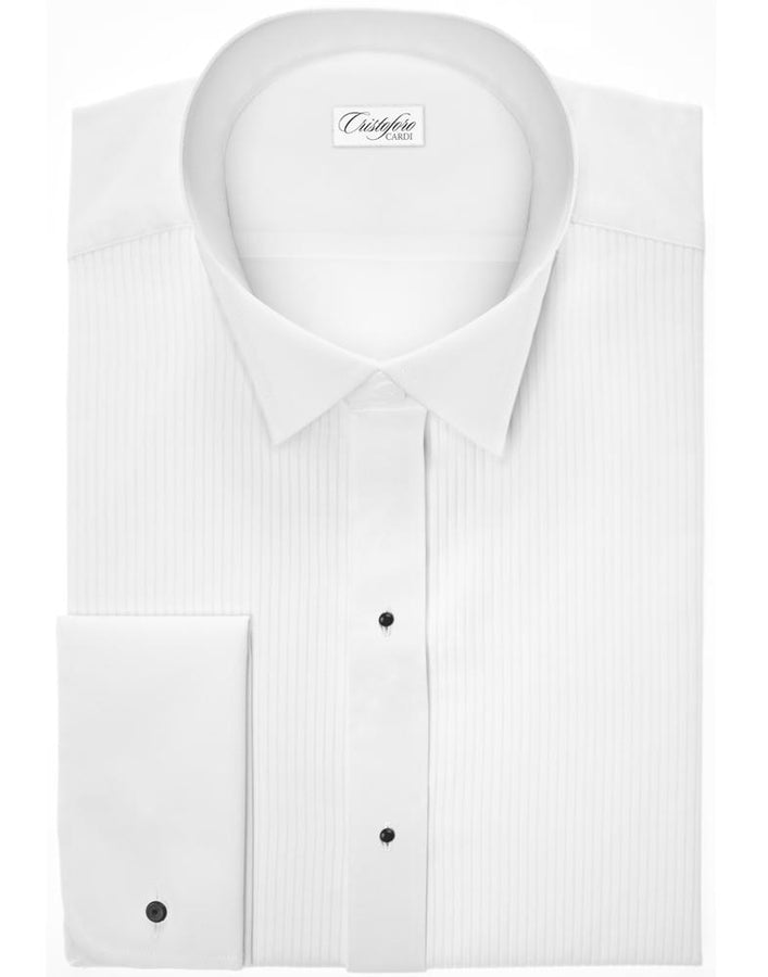 Cristoforo Cardi "Carlo" White Swiss Pleat Wingtip Tuxedo Shirt