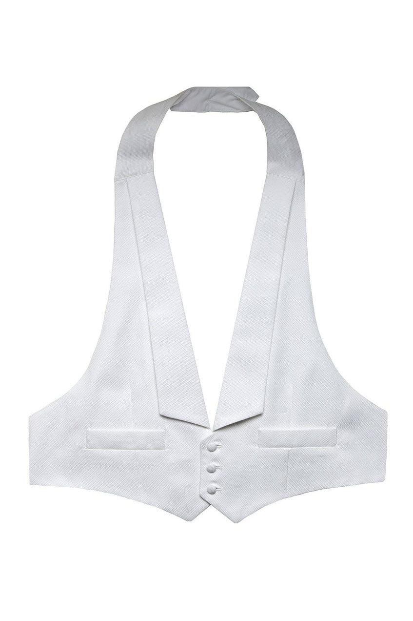Men's White Pique Backless Vest for Tails - Waistcoat for Tails - White  Pique Vest