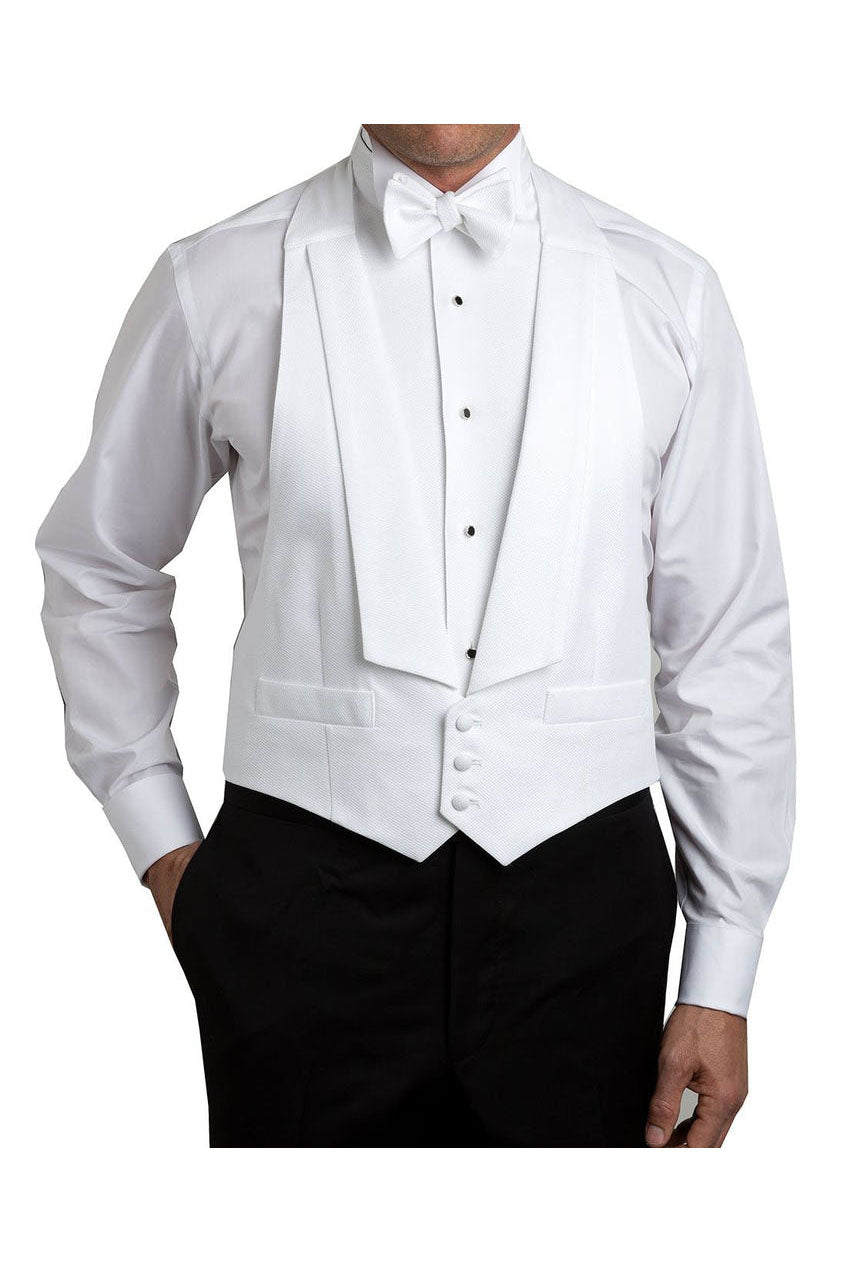 Dobell Boys White Tie Pique Backless Vest