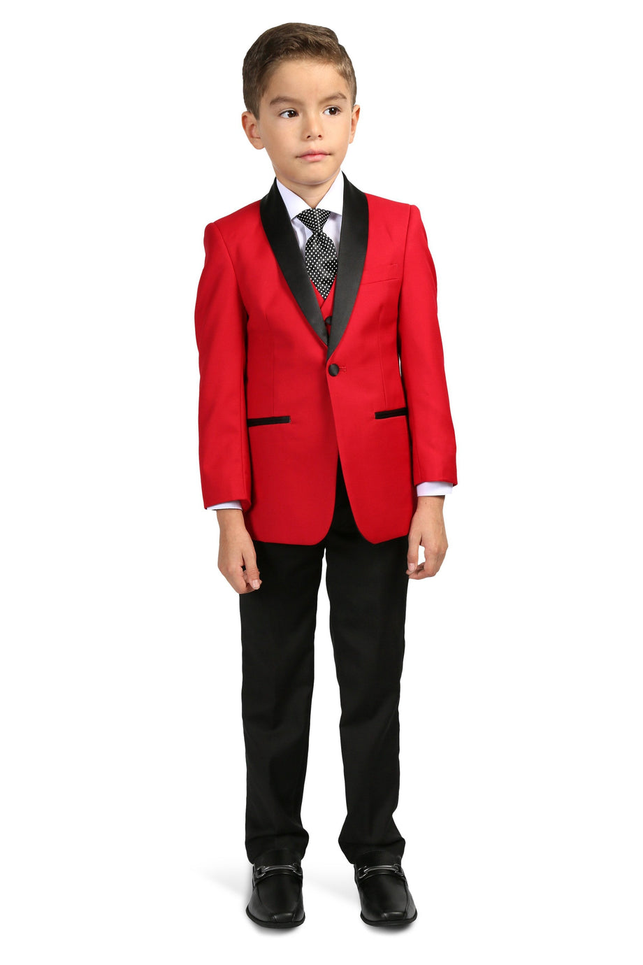 Ferrecci "Reno JR" Kids Red/Black Tuxedo 5-Piece Set