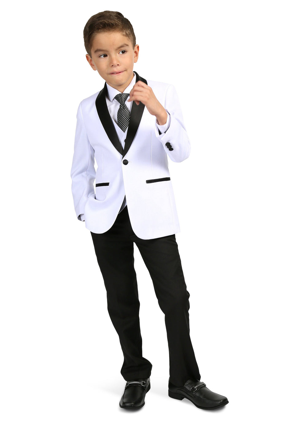 Ferrecci "Reno JR" Kids White/Black Tuxedo 5-Piece Set