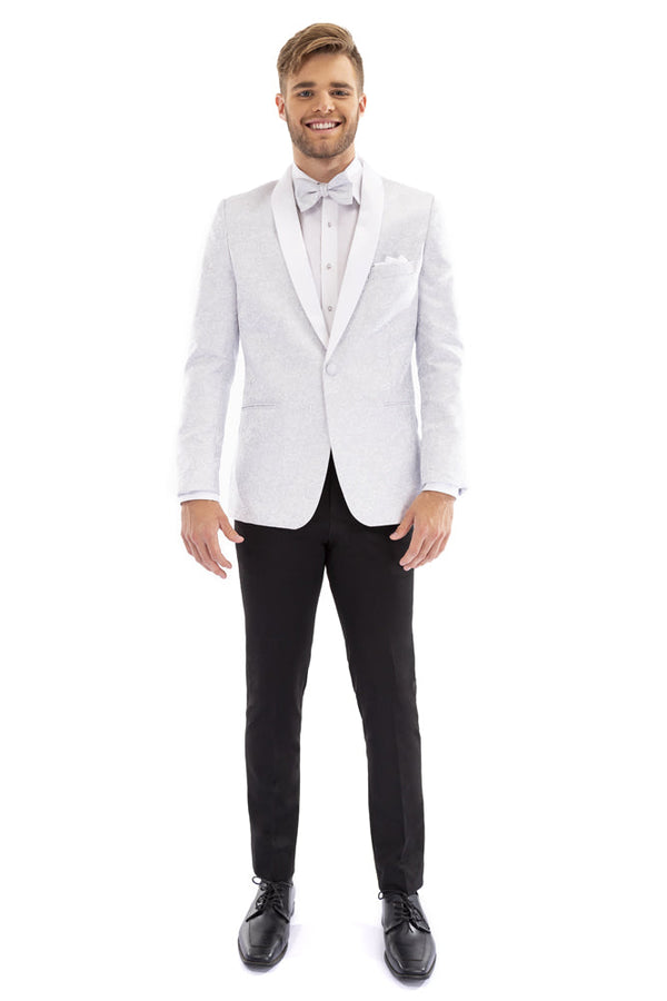 Mark Of Distinction "Aries" White Paisley Shawl Tuxedo Jacket (Separates)