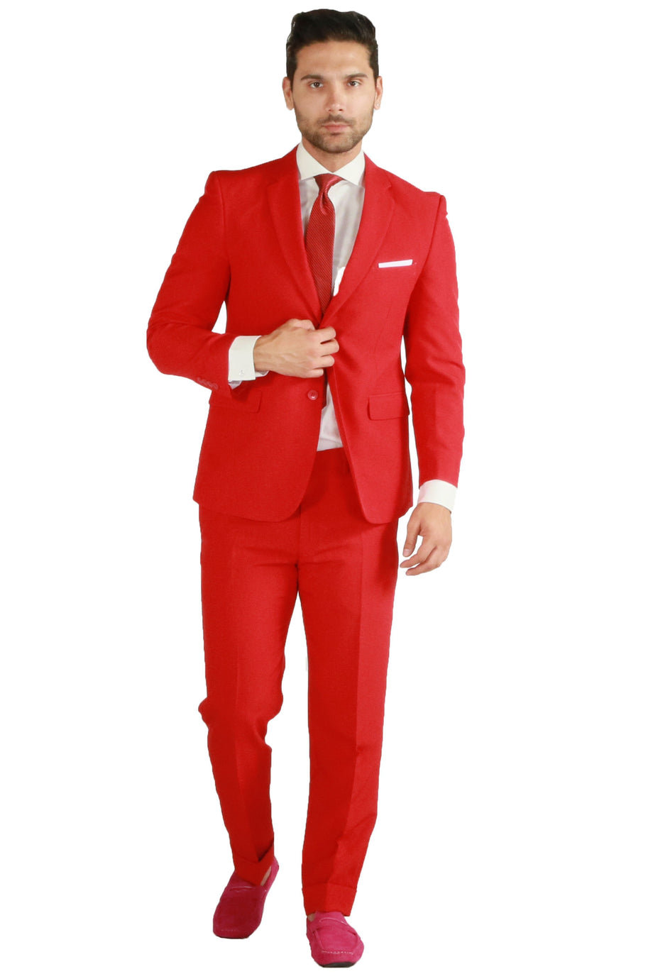 Paul Lorenzo 1969 Paul Lorenzo 1969 Red Solid Slim Fit Suit