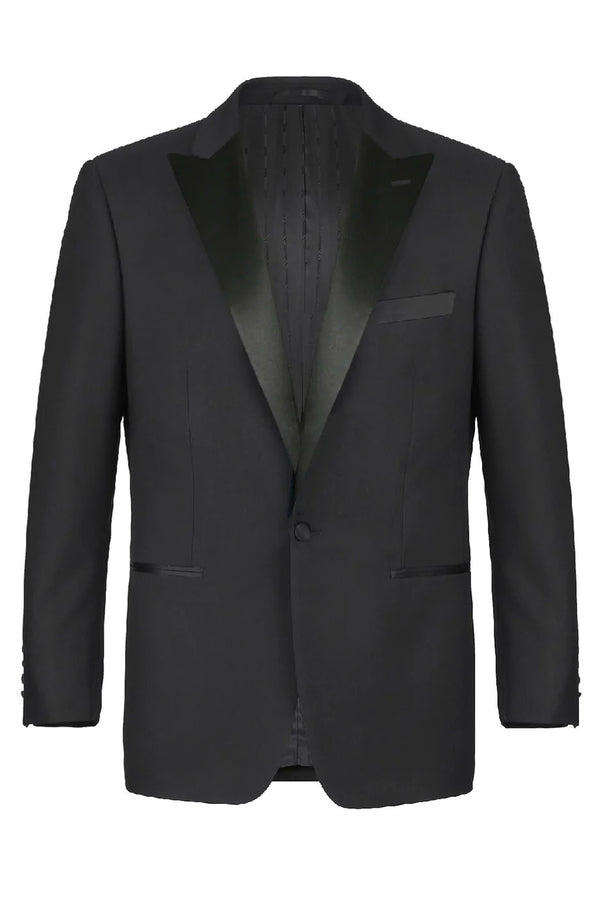 "Louis" Black 1-Button Peak Tuxedo (2-Piece Set)