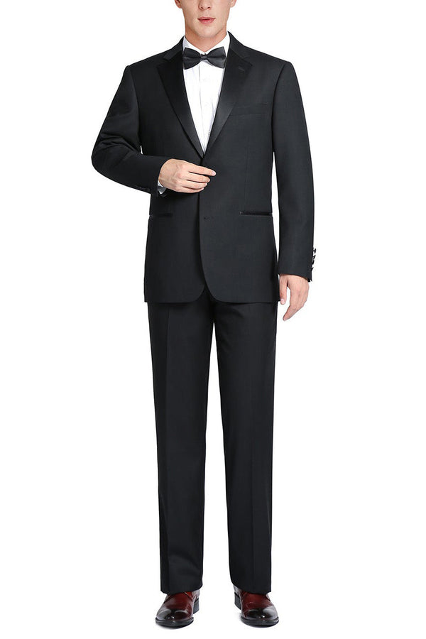 RN Collection "Claude" Black 2-Button Notch Wool Tuxedo