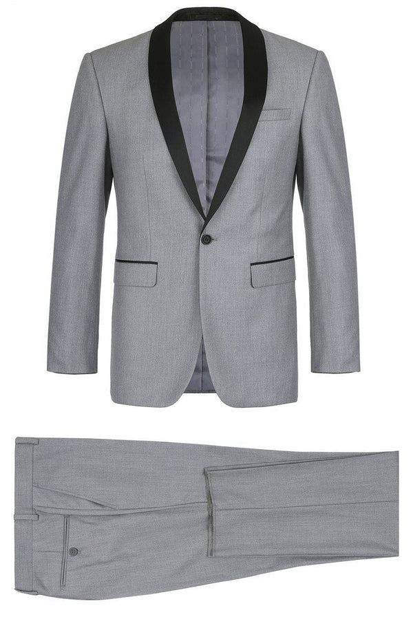 RN Collection "Paris" Grey 1-Button Shawl Tuxedo