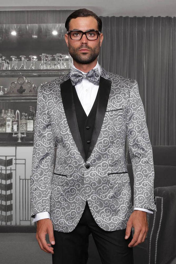 Statement "Bellagio" Silver 1-Button Notch Tuxedo