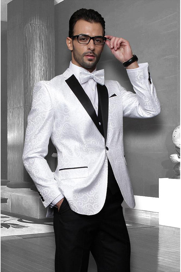 Statement "Bellagio" White 1-Button Notch Tuxedo