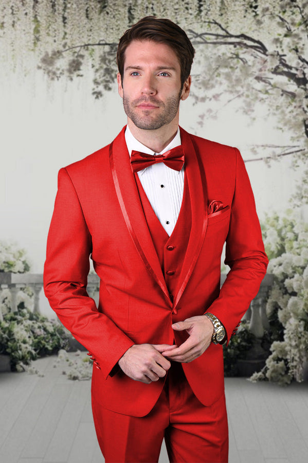 Statement "Caesar" Red 1-Button Shawl Tuxedo