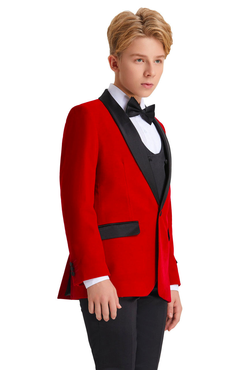 Tazio "Jayden" Tazio Kids Red Velvet Tuxedo (5-Piece Set)