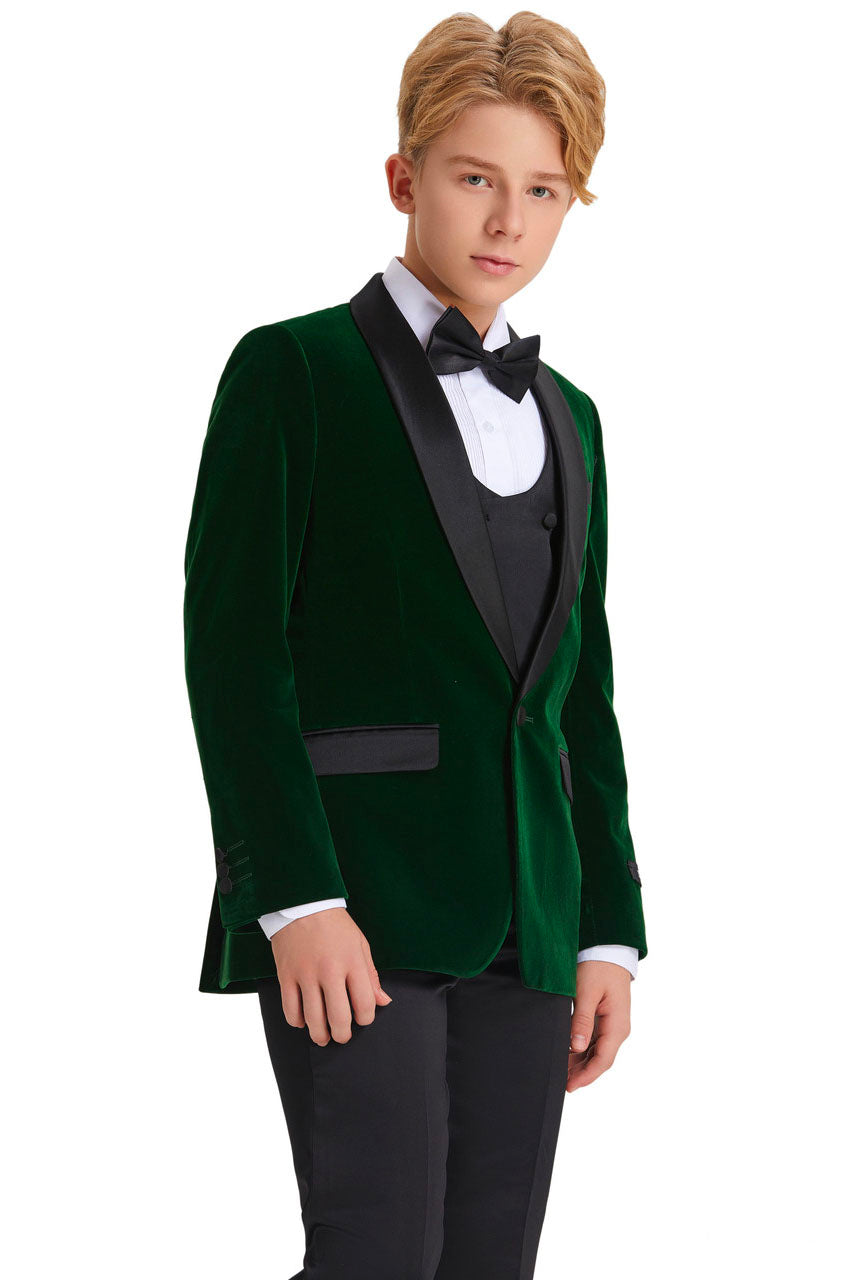 Tazio "Jayden" Tazio Kids Green Velvet Tuxedo (5-Piece Set)