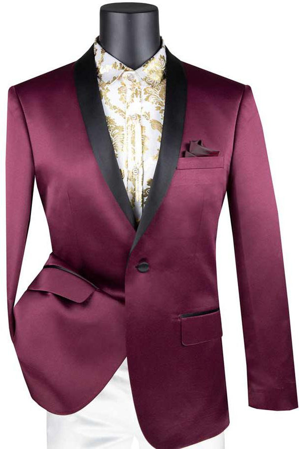 Vinci "Stretch Sateen" Wine Tuxedo Jacket (Separates)