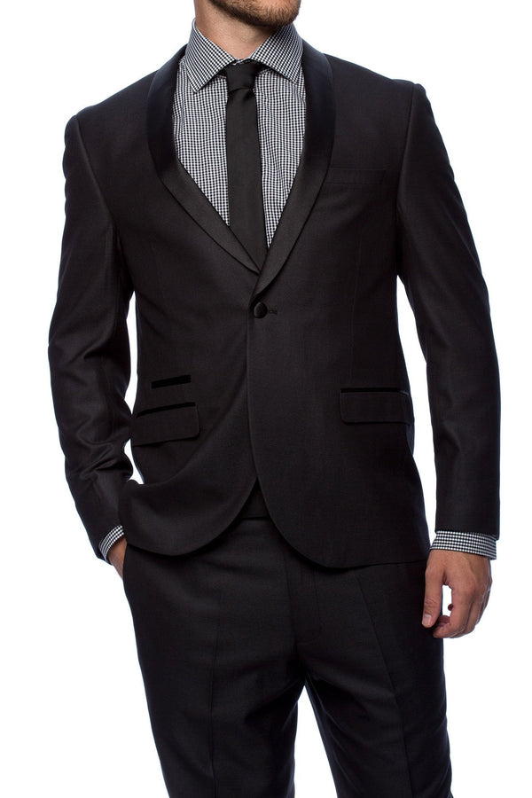 West End "Rowan" Black 1-Button Shawl Tuxedo